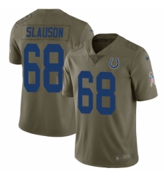 Men's Nike Indianapolis Colts #68 Matt Slauson Limited Olive 2017 Salute to Service NFL Jersey