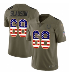 Men's Nike Indianapolis Colts #68 Matt Slauson Limited Olive/USA Flag 2017 Salute to Service NFL Jersey