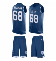 Men's Nike Indianapolis Colts #68 Matt Slauson Limited Royal Blue Tank Top Suit NFL Jersey