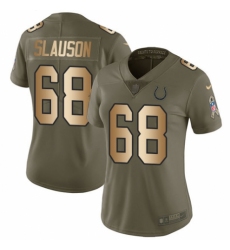 Women's Nike Indianapolis Colts #68 Matt Slauson Limited Olive/Gold 2017 Salute to Service NFL Jersey