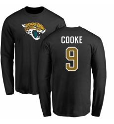 NFL Nike Jacksonville Jaguars #9 Logan Cooke Black Name & Number Logo Long Sleeve T-Shirt