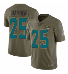 Youth Nike Jacksonville Jaguars #25 D.J. Hayden Limited Olive 2017 Salute to Service NFL Jersey