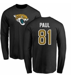 NFL Nike Jacksonville Jaguars #81 Niles Paul Black Name & Number Logo Long Sleeve T-Shirt