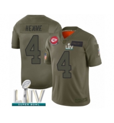 Men's Kansas City Chiefs #4 Chad Henne Limited Olive 2019 Salute to Service Super Bowl LIV Bound Football Jersey