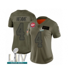 Women's Kansas City Chiefs #4 Chad Henne Limited Olive 2019 Salute to Service Super Bowl LIV Bound Football Jersey