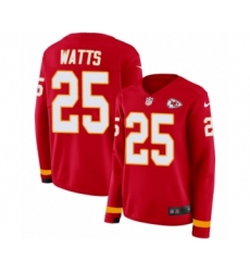 Women's Nike Kansas City Chiefs #25 Armani Watts Limited Red Therma Long Sleeve NFL Jersey