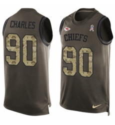 Men's Nike Kansas City Chiefs #90 Stefan Charles Limited Green Salute to Service Tank Top NFL Jersey