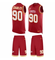 Men's Nike Kansas City Chiefs #90 Stefan Charles Limited Red Tank Top Suit NFL Jersey