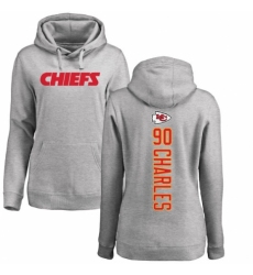 NFL Women's Nike Kansas City Chiefs #90 Stefan Charles Ash Backer Pullover Hoodie