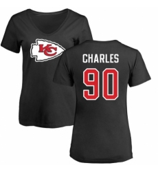 NFL Women's Nike Kansas City Chiefs #90 Stefan Charles Black Name & Number Logo Slim Fit T-Shirt