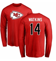 NFL Nike Kansas City Chiefs #14 Sammy Watkins Red Name & Number Logo Long Sleeve T-Shirt