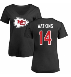 NFL Women's Nike Kansas City Chiefs #14 Sammy Watkins Black Name & Number Logo Slim Fit T-Shirt