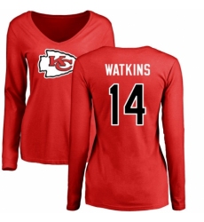 NFL Women's Nike Kansas City Chiefs #14 Sammy Watkins Red Name & Number Logo Slim Fit Long Sleeve T-Shirt