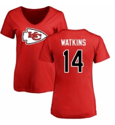 NFL Women's Nike Kansas City Chiefs #14 Sammy Watkins Red Name & Number Logo Slim Fit T-Shirt