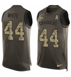Men's Nike Los Angeles Chargers #44 Kyzir White Limited Navy Blue Player Name & Number Tank Top NFL Jersey
