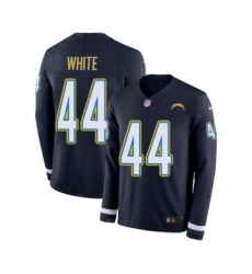 Men's Nike Los Angeles Chargers #44 Kyzir White Limited Navy Blue Therma Long Sleeve NFL Jersey