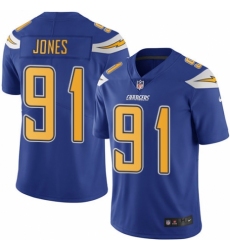 Men's Nike Los Angeles Chargers #91 Justin Jones Limited Electric Blue Rush Vapor Untouchable NFL Jersey