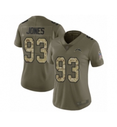 Women's Los Angeles Chargers #93 Justin Jones Limited Olive Camo 2017 Salute to Service Football Jersey