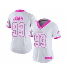 Women's Los Angeles Chargers #93 Justin Jones Limited White Pink Rush Fashion Football Jersey