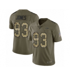 Youth Los Angeles Chargers #93 Justin Jones Limited Olive Camo 2017 Salute to Service Football Jersey