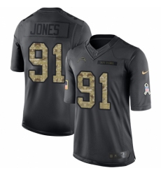 Youth Nike Los Angeles Chargers #91 Justin Jones Limited Black 2016 Salute to Service NFL Jersey