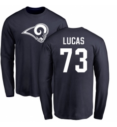 NFL Nike Los Angeles Rams #73 Cornelius Lucas Navy Blue Name & Number Logo Long Sleeve T-Shirt