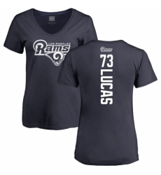 NFL Women's Nike Los Angeles Rams #73 Cornelius Lucas Navy Blue Backer T-Shirt