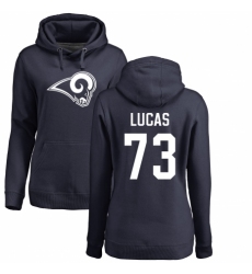 NFL Women's Nike Los Angeles Rams #73 Cornelius Lucas Navy Blue Name & Number Logo Pullover Hoodie