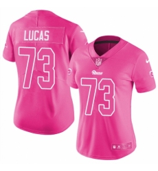 Women's Nike Los Angeles Rams #73 Cornelius Lucas Limited Pink Rush Fashion NFL Jersey