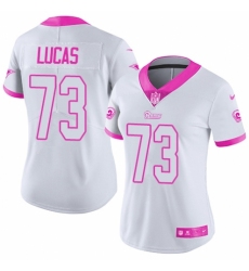 Women's Nike Los Angeles Rams #73 Cornelius Lucas Limited White/Pink Rush Fashion NFL Jersey