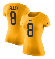 Women's Nike Los Angeles Rams #8 Brandon Allen Gold Rush Pride Name & Number T-Shirt