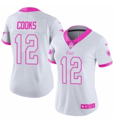 Women's Nike Los Angeles Rams #12 Brandin Cooks Limited White/Pink Rush Fashion NFL Jersey