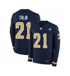 Men's Nike Los Angeles Rams #21 Aqib Talib Limited Navy Blue Therma Long Sleeve NFL Jersey