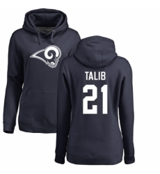 NFL Women's Nike Los Angeles Rams #21 Aqib Talib Navy Blue Name & Number Logo Pullover Hoodie