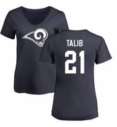 NFL Women's Nike Los Angeles Rams #21 Aqib Talib Navy Blue Name & Number Logo Slim Fit T-Shirt