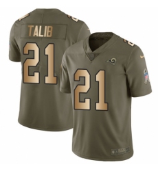 Youth Nike Los Angeles Rams #21 Aqib Talib Limited Olive/Gold 2017 Salute to Service NFL Jersey
