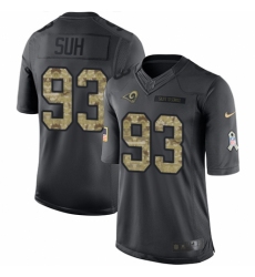 Men's Nike Los Angeles Rams #93 Ndamukong Suh Limited Black 2016 Salute to Service NFL Jersey