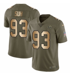 Men's Nike Los Angeles Rams #93 Ndamukong Suh Limited Olive/Gold 2017 Salute to Service NFL Jersey