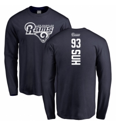 NFL Nike Los Angeles Rams #93 Ndamukong Suh Navy Blue Backer Long Sleeve T-Shirt