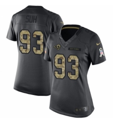 Women's Nike Los Angeles Rams #93 Ndamukong Suh Limited Black 2016 Salute to Service NFL Jersey