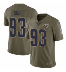 Youth Nike Los Angeles Rams #93 Ndamukong Suh Limited Olive 2017 Salute to Service NFL Jersey