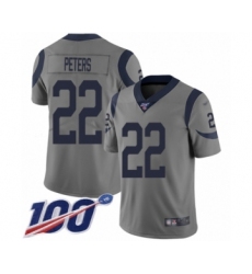 Men's Los Angeles Rams #22 Marcus Peters Limited Gray Inverted Legend 100th Season Football Jersey