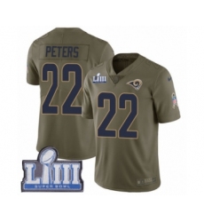 Men's Nike Los Angeles Rams #22 Marcus Peters Limited Olive 2017 Salute to Service Super Bowl LIII Bound NFL Jersey