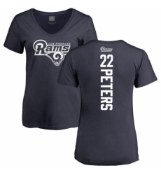 NFL Women's Nike Los Angeles Rams #22 Marcus Peters Navy Blue Backer T-Shirt