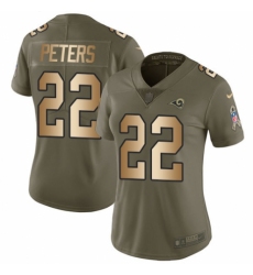 Women's Nike Los Angeles Rams #22 Marcus Peters Limited Olive/Gold 2017 Salute to Service NFL Jersey