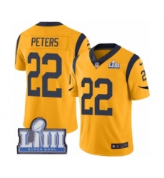 Youth Nike Los Angeles Rams #22 Marcus Peters Limited Gold Rush Vapor Untouchable Super Bowl LIII Bound NFL Jersey