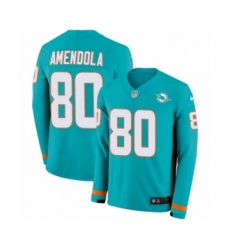Youth Nike Miami Dolphins #80 Danny Amendola Limited Aqua Therma Long Sleeve NFL Jersey