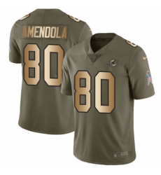 Youth Nike Miami Dolphins #80 Danny Amendola Limited Olive/Gold 2017 Salute to Service NFL Jersey