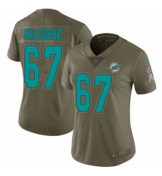 Women's Nike Miami Dolphins #67 Daniel Kilgore Limited Olive 2017 Salute to Service NFL Jersey