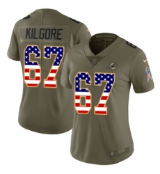 Women's Nike Miami Dolphins #67 Daniel Kilgore Limited Olive/USA Flag 2017 Salute to Service NFL Jersey